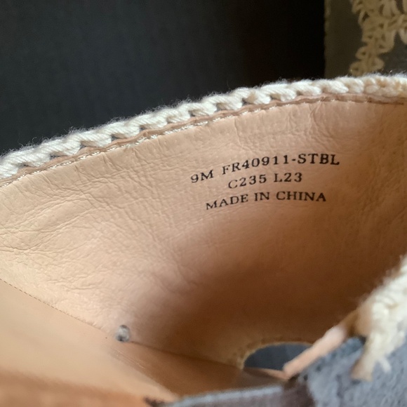 FRYE Ava Crochet Leather Slide Sandals Steel Blue SZ 9 - Picture 15 of 16